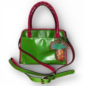 Patricia Nash Polka Dot Pineapple Collection Structured Handbag Crossbody Purse